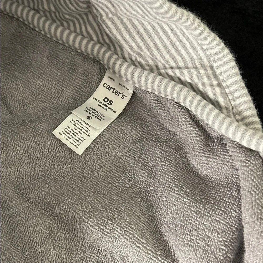 Carter's Soft Gray Elephant Hooded Towel Unisex